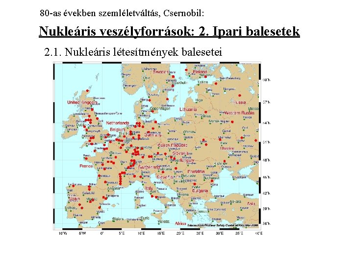 80 -as években szemléletváltás, Csernobil: Nukleáris veszélyforrások: 2. Ipari balesetek 2. 1. Nukleáris létesítmények