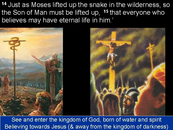 14 Just as Moses lifted up the snake in the wilderness, so the Son