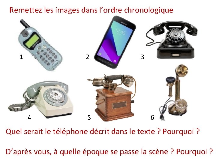 Remettez les images dans l’ordre chronologique 1 2 3 4 5 6 Quel serait