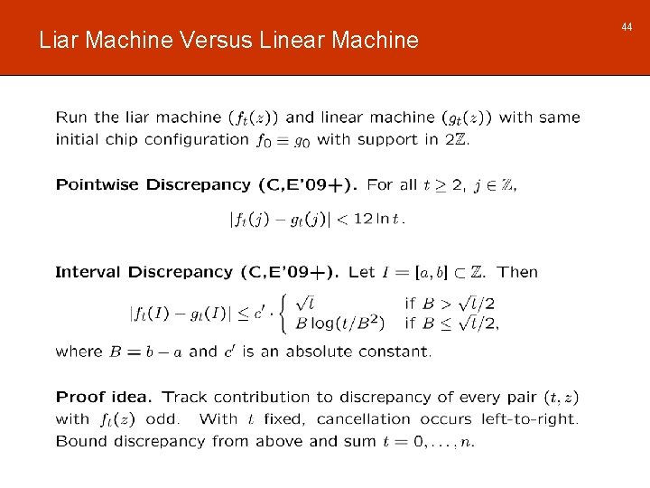 Liar Machine Versus Linear Machine 44 
