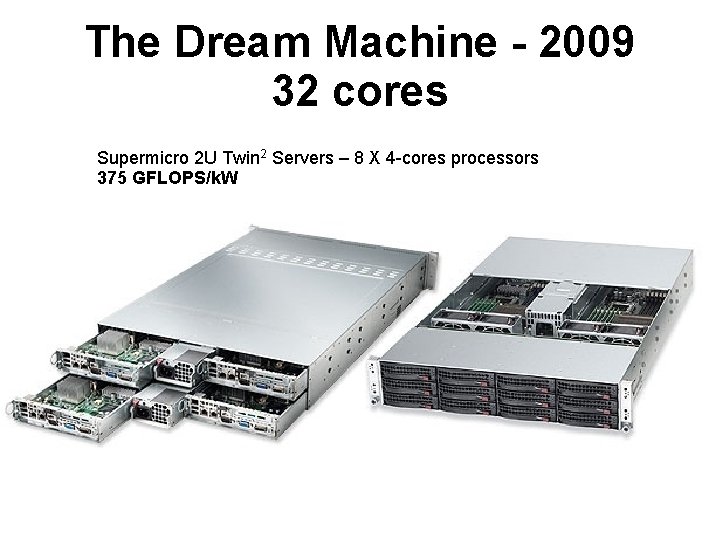 The Dream Machine - 2009 32 cores Supermicro 2 U Twin 2 Servers –