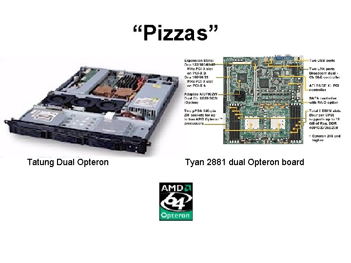 “Pizzas” Tatung Dual Opteron Tyan 2881 dual Opteron board 