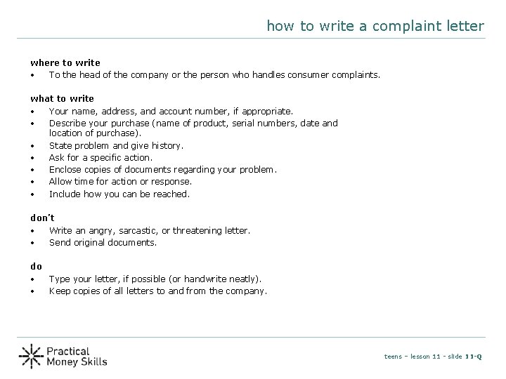 how to write a complaint letter where to write • To the head of