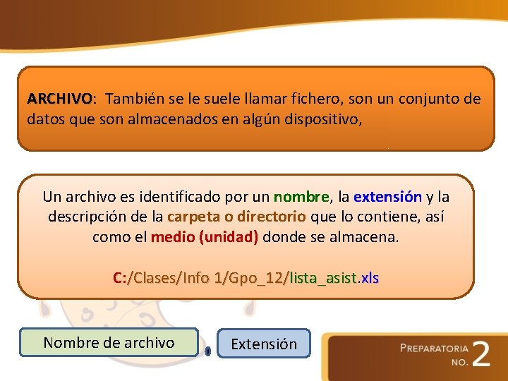 ARCHIVO: ARCHIVO También se le suele llamar fichero, son un conjunto de datos que