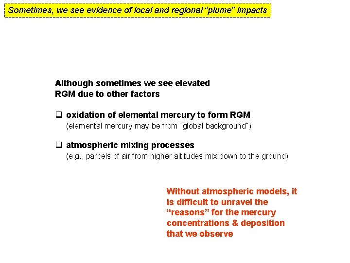 Sometimes, we see evidence of local and regional “plume” impacts Although sometimes we see
