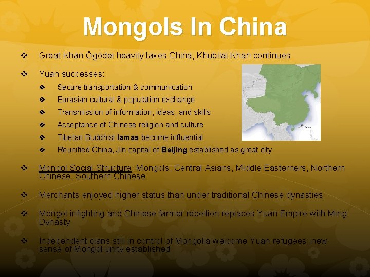 Mongols In China v Great Khan Ögödei heavily taxes China, Khubilai Khan continues v