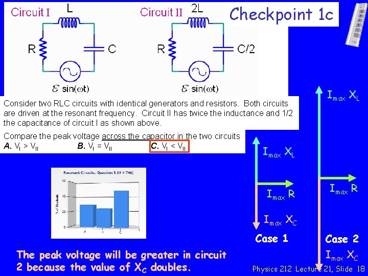 Checkpoint 1 c Consider two RLC circuits with identical generators and resistors. Both circuits