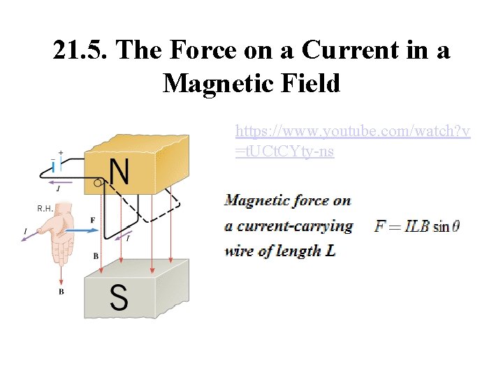 21. 5. The Force on a Current in a Magnetic Field https: //www. youtube.