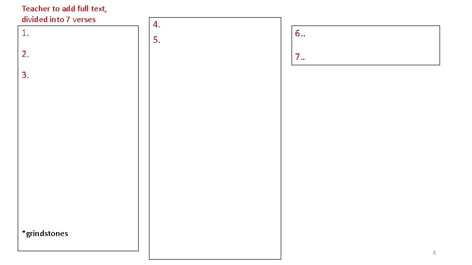 Teacher to add full text, divided into 7 verses 1. 2. 4. 5. 6.