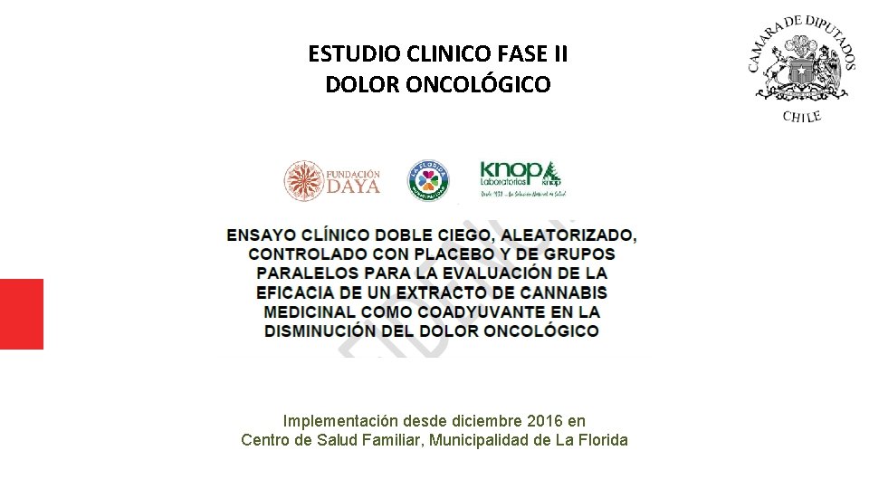 Estudio Clínico - Fase II ESTUDIO CLINICO FASE II DOLOR ONCOLÓGICO Implementación desde diciembre Estudio Clínico - Fase II ESTUDIO CLINICO FASE II DOLOR ONCOLÓGICO Implementación desde diciembre