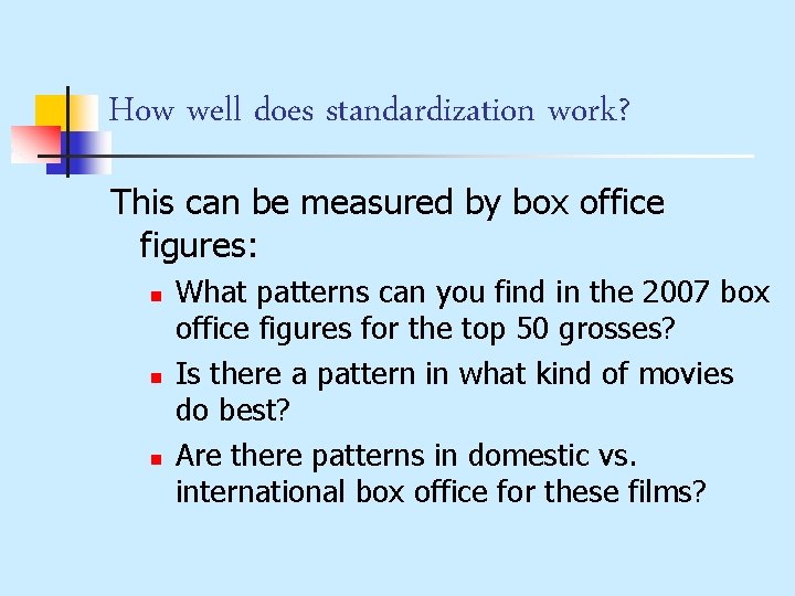 Hollywood Standard Examples Chapter 2 Hollywoods Commercial Aesthetic Its all about