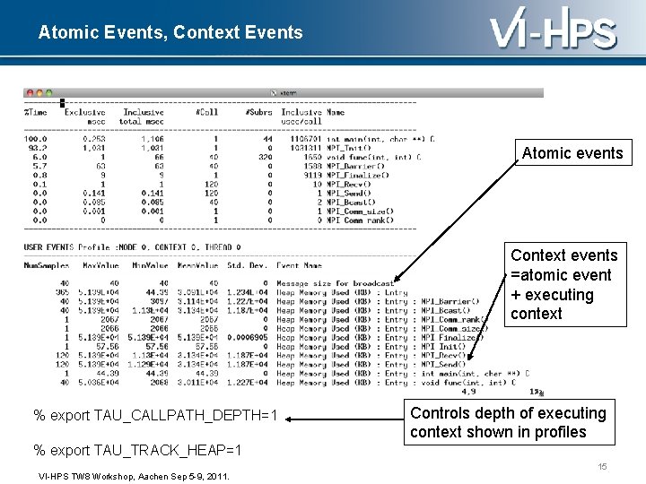 Atomic Events, Context Events Atomic events Context events =atomic event + executing context %