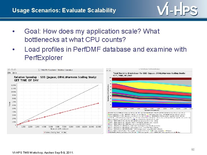 Usage Scenarios: Evaluate Scalability • • Goal: How does my application scale? What bottlenecks