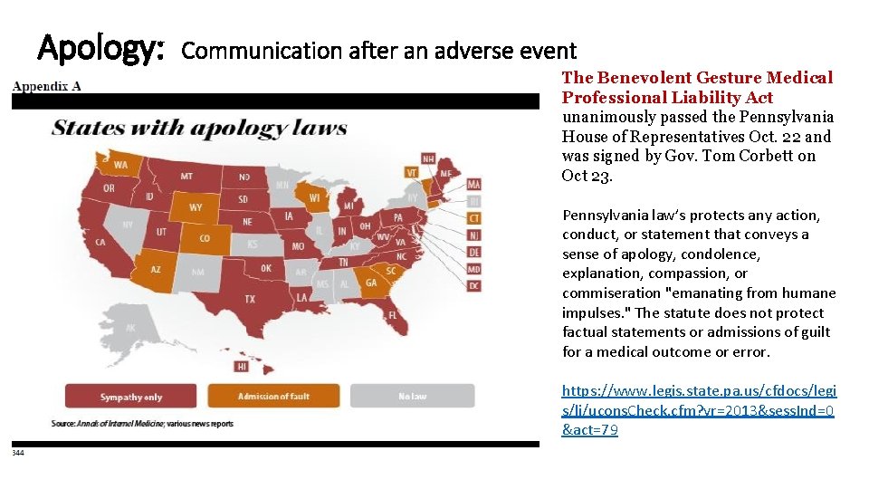 Apology: Communication after an adverse event The Benevolent Gesture Medical Professional Liability Act unanimously Apology: Communication after an adverse event The Benevolent Gesture Medical Professional Liability Act unanimously