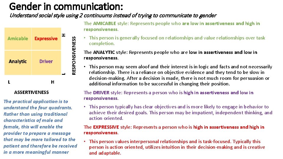 Gender in communication: Understand social style using 2 continuums instead of trying to communicate Gender in communication: Understand social style using 2 continuums instead of trying to communicate