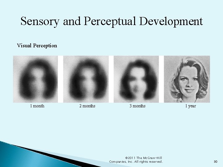 Sensory and Perceptual Development Visual Perception 1 month 2 months 3 months © 2011