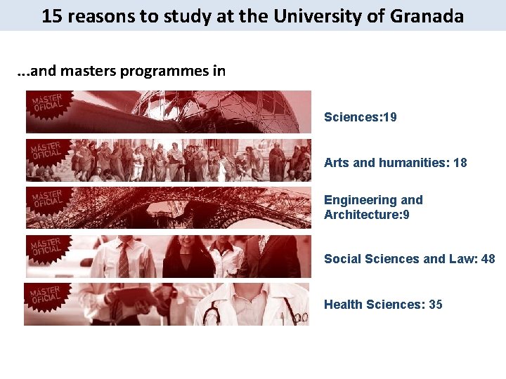 15 reasons to study at the University of Granada. . . and masters programmes