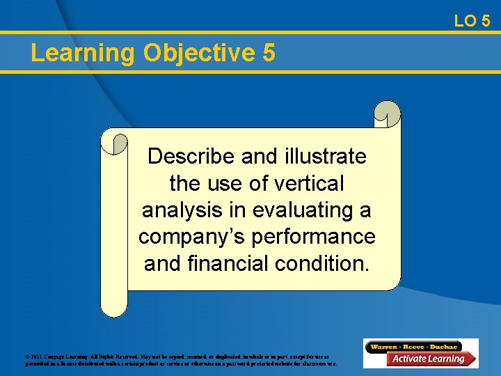 LO 5 Learning Objective 5 Describe and illustrate the use of vertical analysis in