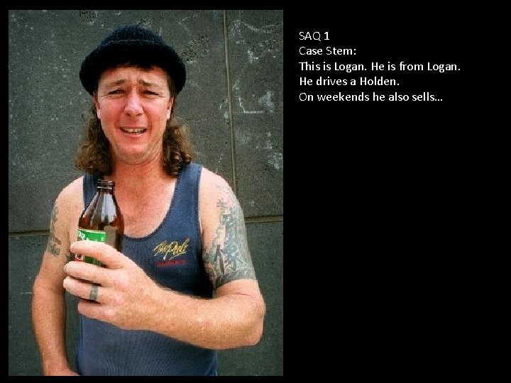 SAQ 1 Case Stem: This is Logan. He is from Logan. He drives a