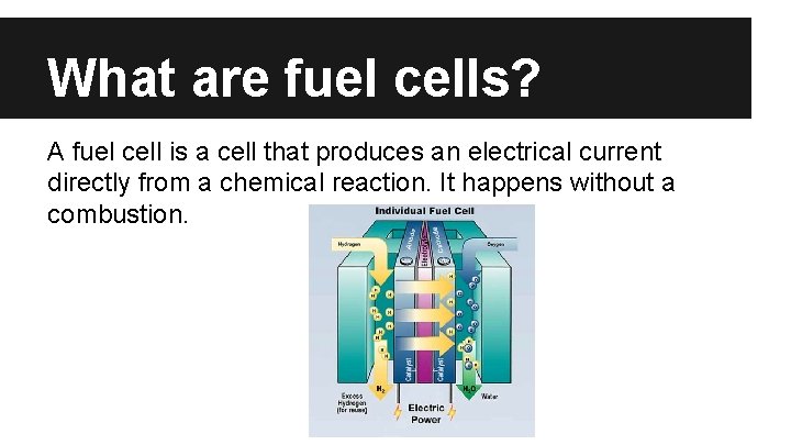 What are fuel cells? A fuel cell is a cell that produces an electrical