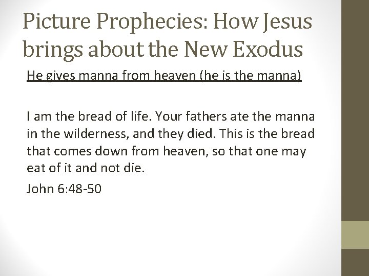 Picture Prophecies: How Jesus brings about the New Exodus He gives manna from heaven