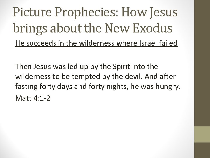 Picture Prophecies: How Jesus brings about the New Exodus He succeeds in the wilderness