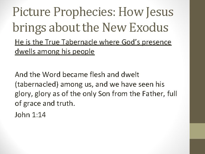 Picture Prophecies: How Jesus brings about the New Exodus He is the True Tabernacle