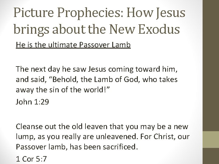 Picture Prophecies: How Jesus brings about the New Exodus He is the ultimate Passover