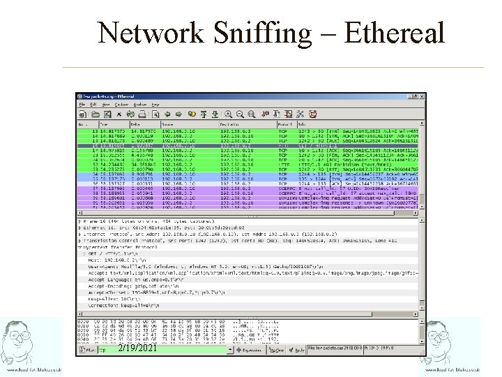 Network Sniffing – Ethereal 2/19/2021 