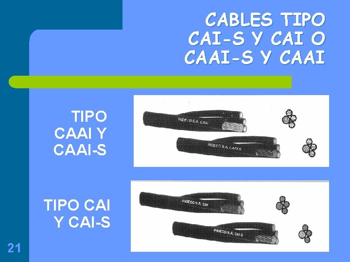 CABLES TIPO CAI-S Y CAI O CAAI-S Y CAAI TIPO CAAI Y CAAI-S TIPO