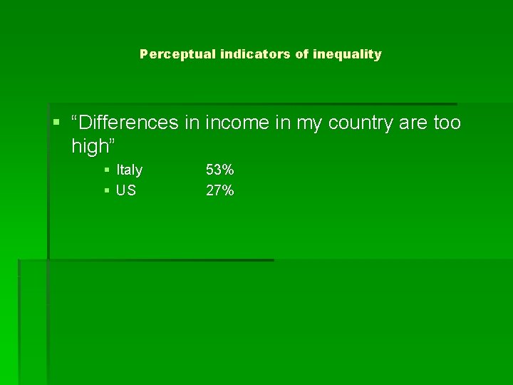 Perceptual indicators of inequality § “Differences in income in my country are too high”