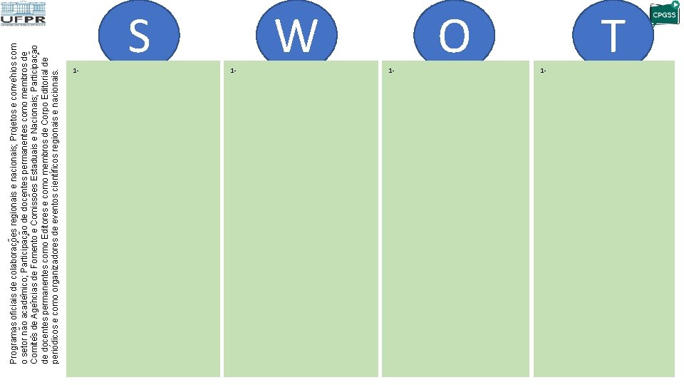Programas oficiais de colaborac o es regionais e nacionais; Projetos e conve nios com
