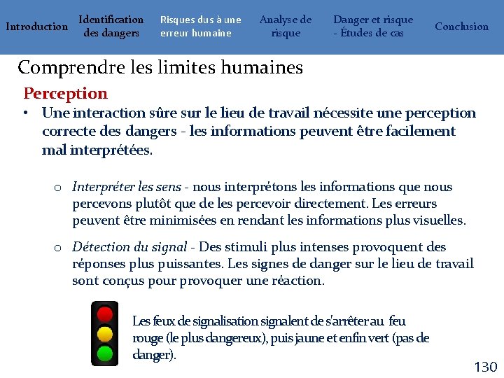 Introduction Identification des dangers Risques dus à une erreur humaine Analyse de risque Danger