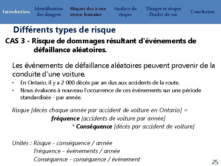 Introduction Identification des dangers Risques dus à une erreur humaine Analyse de risque Danger