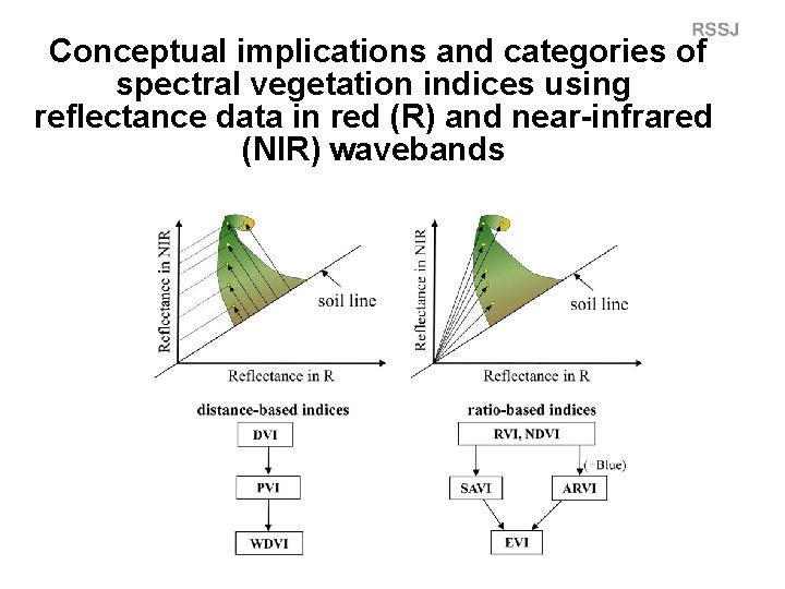 Conceptual implications and categories of spectral vegetation indices using reflectance data in red (R)