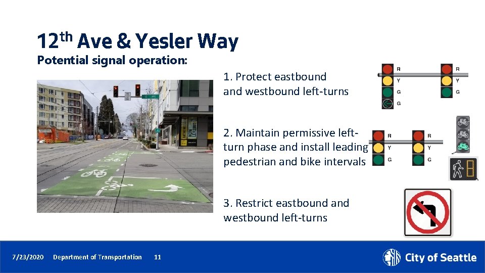 12 th Ave & Yesler Way Potential signal operation: 1. Protect eastbound and westbound