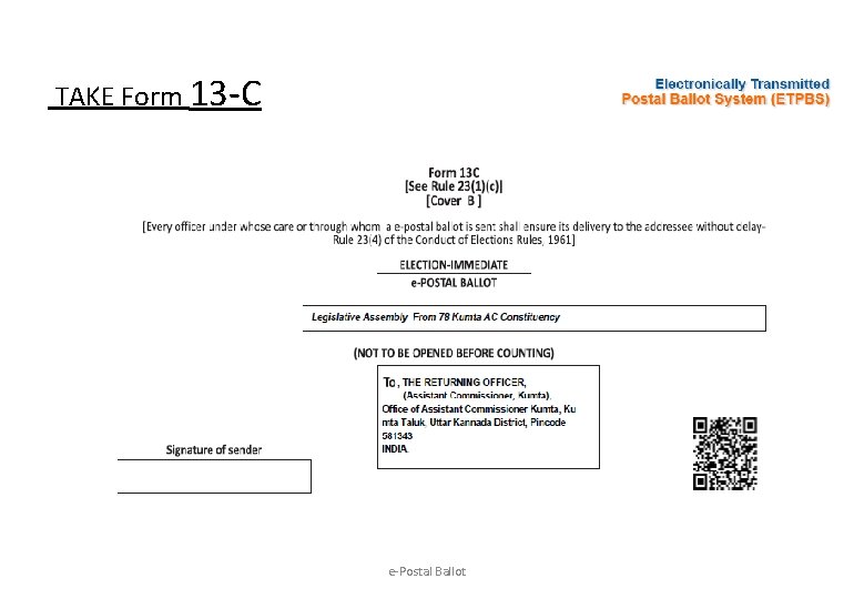 TAKE Form 13 -C e-Postal Ballot 