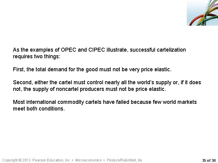 As the examples of OPEC and CIPEC illustrate, successful cartelization requires two things: First,