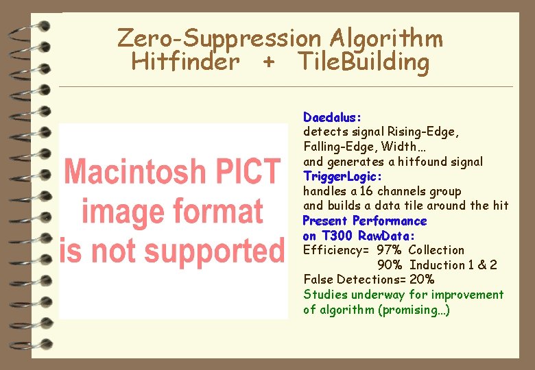 Zero-Suppression Algorithm Hitfinder + Tile. Building Daedalus: detects signal Rising-Edge, Falling-Edge, Width… and generates