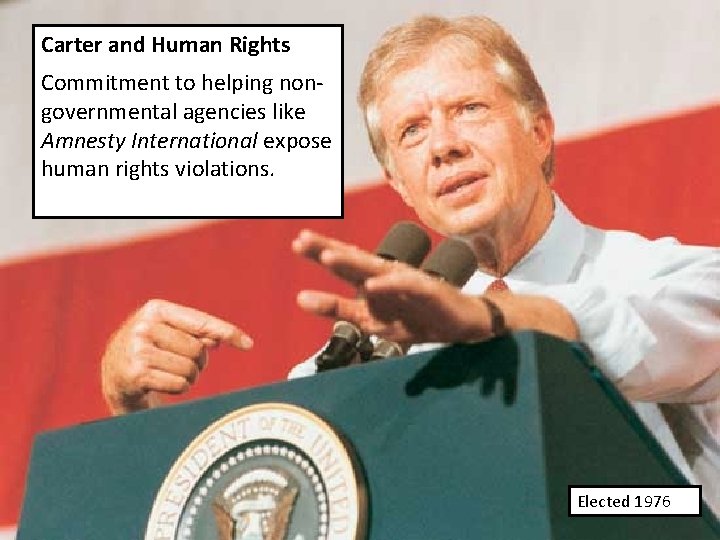 Carter and Human Rights Commitment to helping nongovernmental agencies like Amnesty International expose human