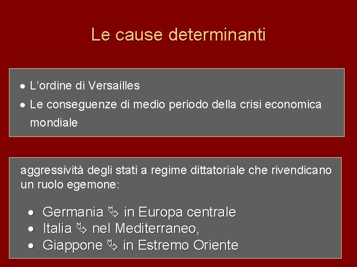 Le cause determinanti · L’ordine di Versailles · Le conseguenze di medio periodo della