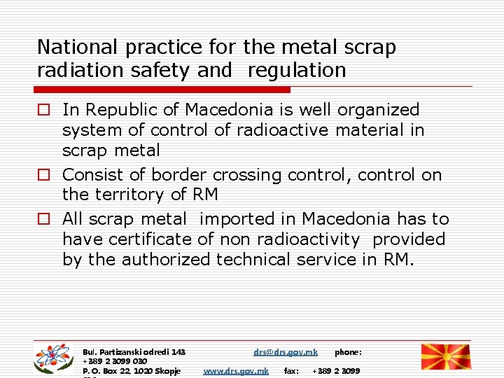 Radioactive certificate non Scrap Metal