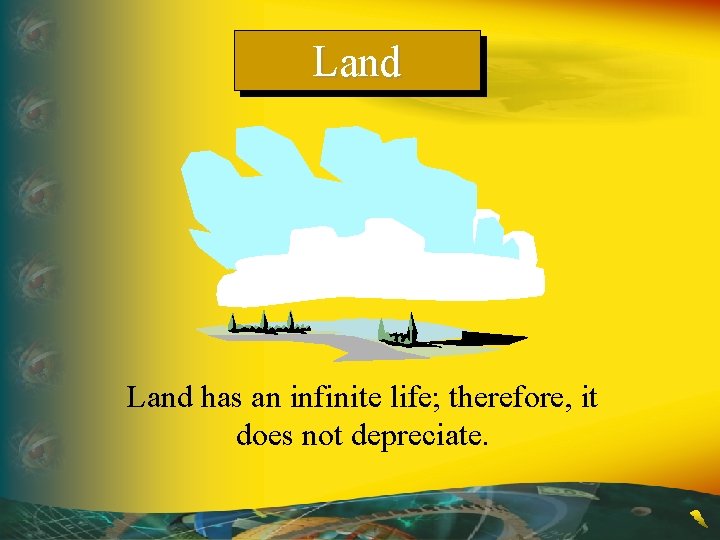 Land has an infinite life; therefore, it does not depreciate. 