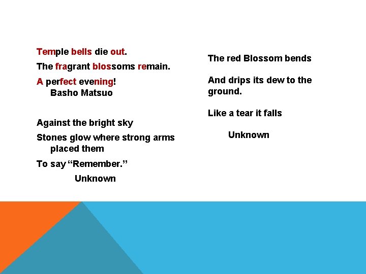 Temple bells die out. The fragrant blossoms remain. A perfect evening! Basho Matsuo Against Temple bells die out. The fragrant blossoms remain. A perfect evening! Basho Matsuo Against
