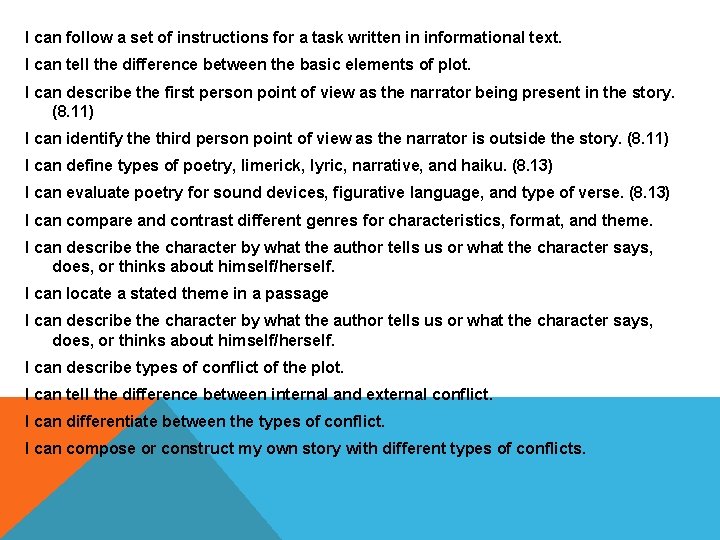 I can follow a set of instructions for a task written in informational text. I can follow a set of instructions for a task written in informational text.