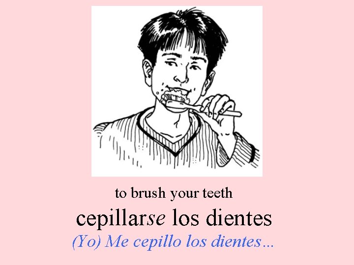 to brush your teeth cepillarse los dientes (Yo) Me cepillo los dientes… 