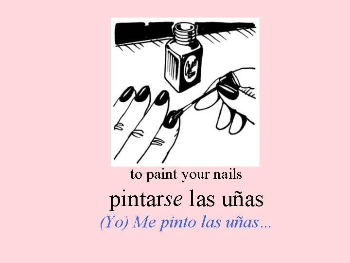 to paint your nails pintarse las uñas (Yo) Me pinto las uñas… 