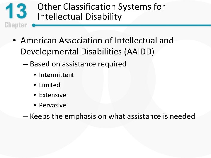 Other Classification Systems for Intellectual Disability • American Association of Intellectual and Developmental Disabilities