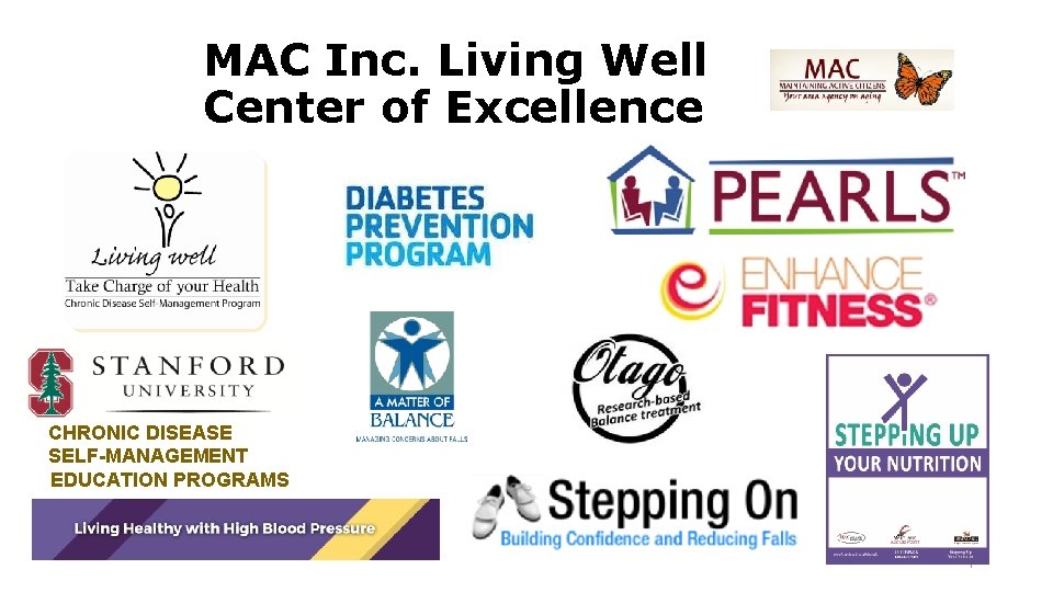 MAC Inc. Living Well Center of Excellence CHRONIC DISEASE SELF-MANAGEMENT EDUCATION PROGRAMS 1 