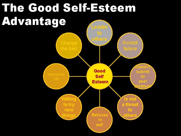 The Good Self-Esteem Advantage Leader Change the bad Appreciate life Willing to try new